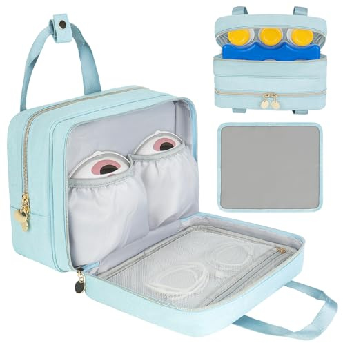 Bolsa sacaleches portátil con Compartimento refrigerante, Bolsa de Viaje Compatible con Willow, Elvie, Medela Pump y Momcozy S12 Pro, Funda para Piezas de Bomba y Botellas, Azul