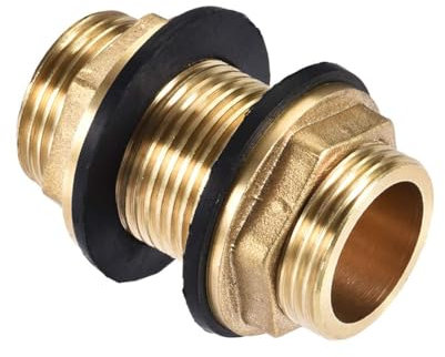 MACHSWON Schottverschraubung, G3/4 Außengewinde, Schlauchadapter Verbindungsstück Schlauchverschraubung mit 2 Silikondichtungen, für Rohre, Armaturen, Schläuche, Armaturen, für Wassertanks, Messing, 1