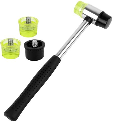 ZSMJAER Maillet Caoutchouc,Maillet en Caoutchouc de 25 mm,Avec Poignée en Caoutchouc Antidérapante,Avec 2 Têtes de Maillet de Rechange pour Bois,Plastique,Cuir et Artisanat