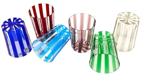 YourMurano - Ensemble de gobelets en verre de Murano pour l'eau et le vin, gobelets faits à la main à rayures multicolores, idée de décoration intérieure, marque d'origine incluse