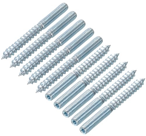 sourcing map M6 Hanger Bolts Length 2-3/8(60mm) Double Headed Bolts Self-Tapping Screw 6mm Wood Joint Furniture Legs 16pcs