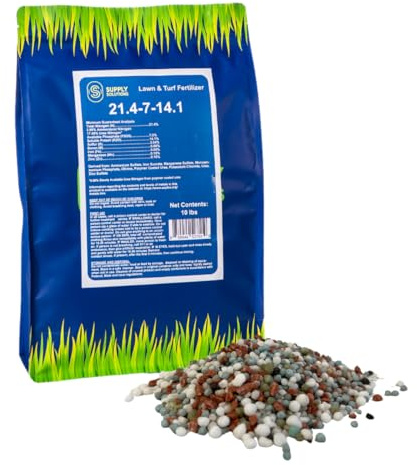 Supply Solutions 21.4-7-14.1 Lawn and Turf Fertilizer with Iron - Achieves a Lush Green Lawn in Weeks - Turf Builder for All Grass Types - for Greener Grass Fertilizer (10lbs)