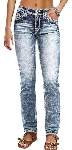 Flamingals Mid Rise Skinny Jeans for Women Trendy Wash Stretchy Butt Lifting Western Jeans with Pocket Back Artesia Light Blue M