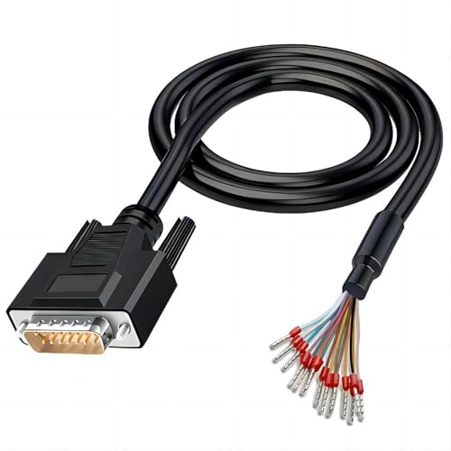 3Meter 26AWG DB15 Männliches RS232 15 Pin Serielles Verlängerungskabel | RS232 D-SUB, DB15 Seriell zu 15 Bare Wire, Breakout Board Connector
