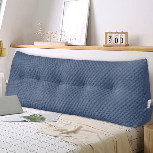 Mjuk kilkudde säng, stor ryggkudde, bekväm och stödjande, läskudde, väggkudde, ländryggskudde för soffa och sängar, stödkudde, nackkudde med avtagbart överdrag (marinblå – 80 x 20 x 50 cm)
