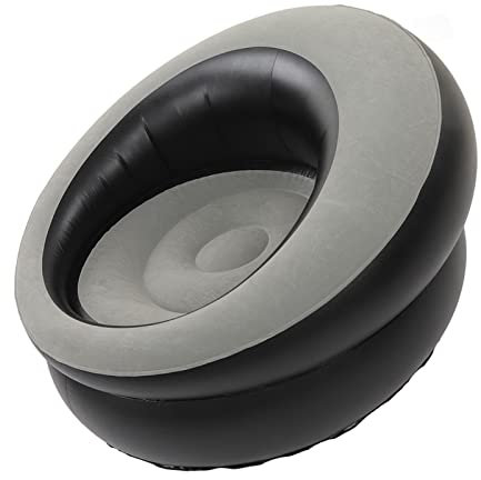 Aumotop Aufblasbarer Beflockter Luftsofa-Stuhl für Freizeit, Nickerchen, Schlaf, Lesen, Reisen (Grau)