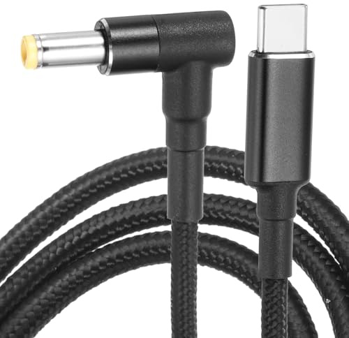 sourcing map 6FT USB C to DC Laptop Power Fast Charging Cable Adapter, Male Type C to DC 5.5x2.5mm Converter Nylon Braided 100W/20V PD Power Charger Supply Cord for Router, Camera(Black)