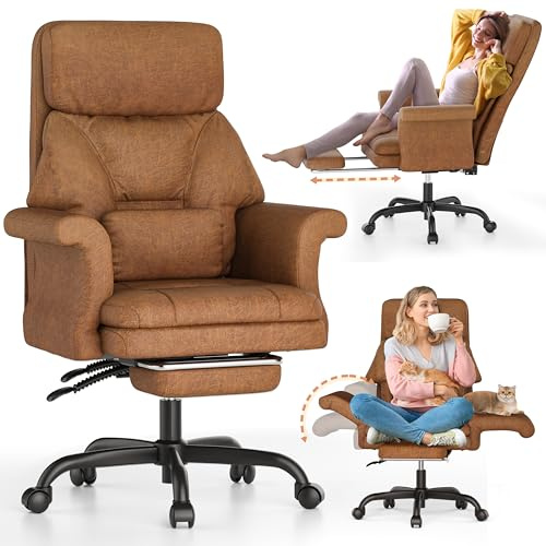 ELABEST C39 Cross Legged Office Chair with Footrest & Convertible Armrests-Pet-Friendly Criss Cross Home Desk Chair, Ergonomic Big and Tall Executive Chair with Lumbar Pillow
