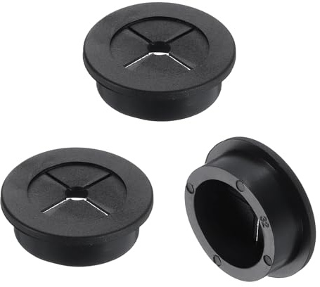 sourcing map 3 Pcs Cable Cord Grommet, 1 1/4 Inch (32mm) Desk Grommet Flexible Rubber Grommets Wire Hole Cover Pass Through for Office Computer Desk Wire Organizer, Black