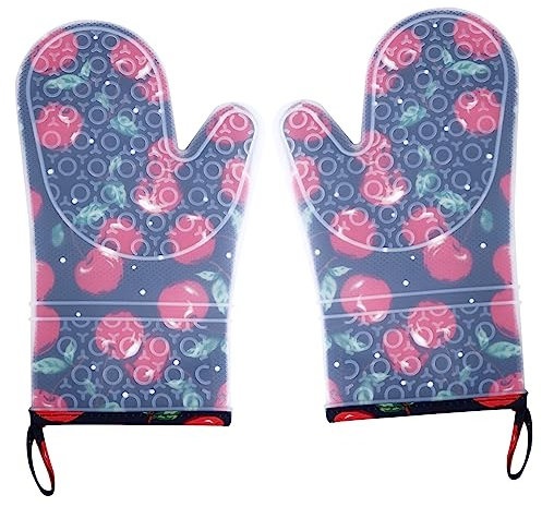 SEWOART 2 Stück Feuerfeste Handschuhe Zum Kochen Ofenhandschuhe Handschuhe Set Weihnachtsthema Silikon Ofenhandschuhe Handschuhe Wiederverwendbare Isolierhandschuhe