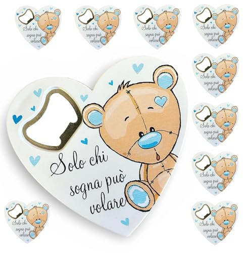 Regalami.shop set 10 bomboniere apribottiglia, Bomboniera Battesimo Bimbo con immagine e frase + 10 Bigliettini (10)