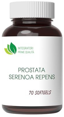 Prostata Serenoa Repens 70 Softgels con 320 mg di olio titolato al 85% - 95% in acidi grassi, per la prostata e le vie urinarie, 1 Softgel al dì