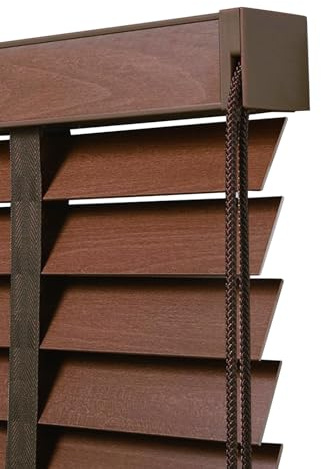 Persiana de Madera Estor Enrollable Noche y Día Persiana Plisada Ventana Oscurecedora Protección Solar Intimidad para Ventanas Puertas Cortinas de Cocina Baño(Brown,50x60cm/20'x23.5')