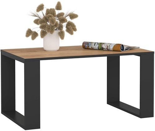 AKORD | Tavolino da Salotto in Legno - NOX | Tavolo da Caffè con gambe | Coffee Table | Tavolini Basso Moderno | Arredamento Casa | 92 x 45 x 53 cm | Rovere Artigianale & Nero