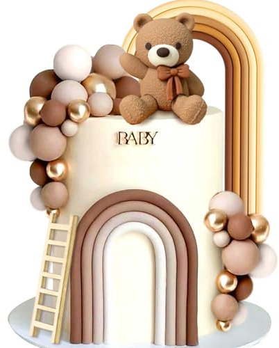 LaVenty Teddybär Tortendeko Taufe Junge Kuchendeko Junge Mädchen Jahr Braun | Teddybär Tortendeko Taufe Junge Kuchendeko Junge Mädchen 1 Jahr Braun Tortendeko Teddybär Kuchen Dekoration für Hochzeit