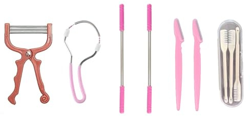 Soiftra 7 Stück Gesichtshaarentferner,Manueller Frühlings Gesichtsepilierer,Tragbarer Kunststoff Edelstahl Epilierer,Sanftes Entfernen von Haaren an Oberlippe, Kinn, Wangen und Hals für Frauen