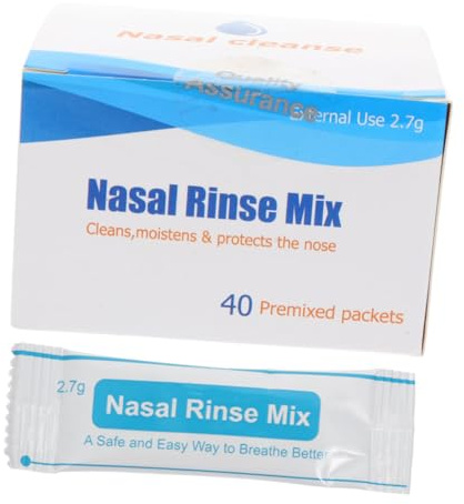 IWOWHERO Preparado para Enjuague Nasal 40 Bolsas Fisiológica sin Aditivos Se Disuelve Rápidamente para Adultos y Niños Uso Diario y Práctico Fácil de Llevar