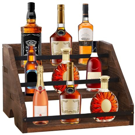 Beafaoo Wooden Wine Racks Free Standing, 3 Tier Retro Coffee Station, Wine Rack for Cupboard, Bar Shelf, for Drinks, Syrup, Coffee