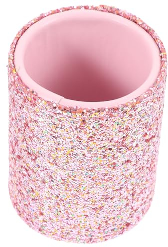 SKISUNO Estuche Organizador de Brochas de Maquillaje Rosa de Plástico Diseño Delicado y Resistente para Tocador y Mantener Ordenada la Superficie