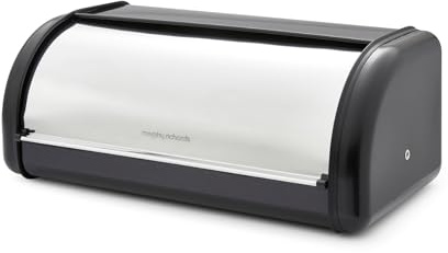 Morphy Richards Brotkasten mit Rollfront, 12 l, Carbon- und Edelstahl-Design für Langlebigkeit und frischeres Brot, leicht zugänglicher Deckel, geräuschdämpfende Technologie, rutschfester