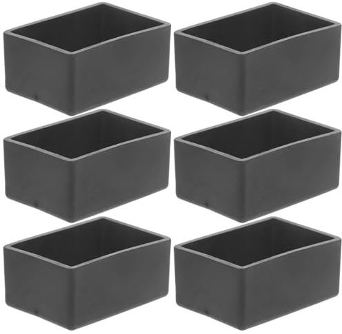 Black Rectangular Furniture Feet Covers 8pcs for Chair and Table Legs | Pvc Snug Fit, Anti Skid Bottom Pad, Silent Gliding Support, Bookstore and Library Use