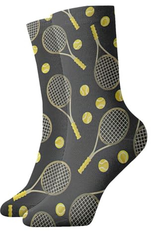 EdWal Lustige Socken für Tennisschläger und Tennisbälle, warm, für Erwachsene, Paare, gepolsterte Stiefelsocken zum Laufen, Wandern, Sportlich