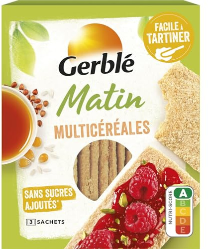 GERBLE - Tartines Multicéréales Maïs Riz Sarrasin - Sans Sucres Ajoutés - la boîte de 125g - Le Lot De 5