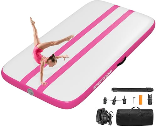 SPORTNOW Tappetino Gonfiabile per Ginnastica 2.05m, Tappeto Ginnastica Artistica 10cm Spessore con Pompa Elettrica, Borsa Trasporto, Kit Riparazione per Casa Yoga Pilates Fitness Cheerleading Palestra