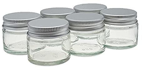 Avalon 15ml CLEAR GLASS JARS with Silver Lid ~ Reusable Refillable Eco Friendly, Sustainable Living ~ Pack of 6 ~ Cosmetic Containers for Beauty, Skincare, Lip Balms, Samples, Travel Size Pots