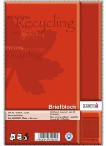10 x Landre Briefblock Recycling A4 50 Blatt 70 g/qm kariert