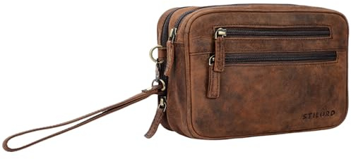 STILORD Nero Sac de Poignet Homme Cuir Vintage Sac à Main pour Tablette 8,4 Pouces Sacoche à idéal comme Portefeuille Porte-Monnaie Couleur:seppia - Marron