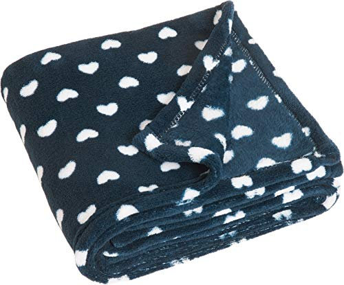 Playshoes Coperta in Pile, Coperta Neonato, Pile Bebè, Plaid in Pile, Versatile Coperta Coccolone per Bambini e Bambine, 75 x 100 cm, con Motivo a Cuori