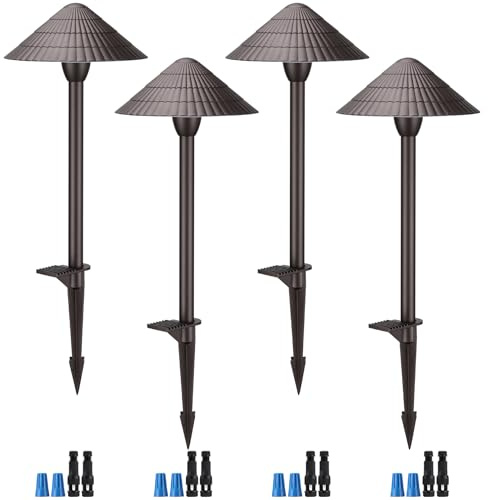 LEONLITE 5CCT Low Voltage Landscape Lights, 3W, 12-24V AC/DC, Pathway Lighting Wired, IP65 Waterproof Light for Yard Lawn, ETL Listed, Oil Rubbed Bronze Aluminum Housing, 1800K-5000K, Pack of 4