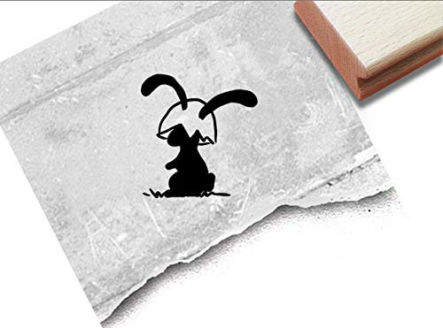 Stempel Osterstempel Hase mit Eierschale - Tierstempel Ostern Karten Geschenkanhänger Osterdeko Basteln Geschenk für Kinder Scrapbook - zAcheR-fineT (klein ca. 27 x 29 mm)