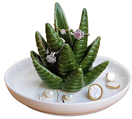 Kaktus Ringhalter Aloe Schmuckständer für Ringe, Ohrringe, Armbänder, Geschenke für Frauen Geburtstag, Valentinstagsgeschenke für Sie, Geburtstag Weihnachts Geschenke für Mama Tante Oma Beste Freundin