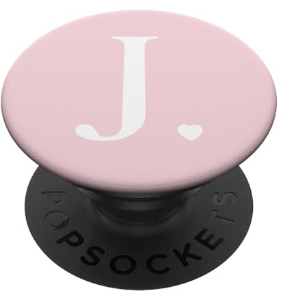 Hellrosa weißer Monogramm Buchstabe J Initiale Herz Design PopSockets Klebender PopGrip