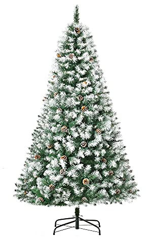 HOMCOM 6FT Artificial Christmas Tree with Pine Cones, Holiday Home Xmas Decoration Automatic Open, Green