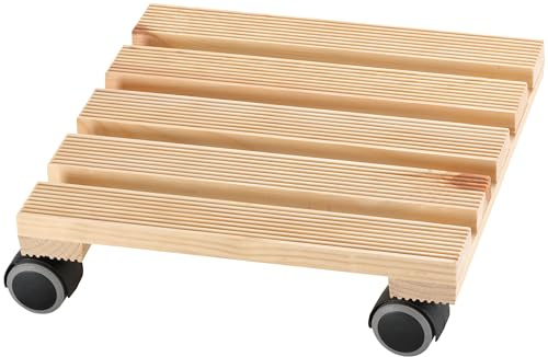 Dörner + Helmer Pflanzenroller Lounge, Quadratisch, 30cm x 30cm, 75kg Tragkraft, Rutschhemmend, für Indoor, Hellbraun