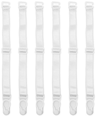 Satini Réglable Plastique Clip Porte-jarretelles Ceinture Lingerie Sangles (Blanc, 6 Sangles)