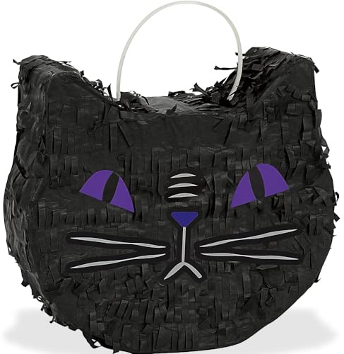 Unique 23759 - Mini Black Cat Face Pinata Favour Decoration - Spellbound Halloween Party - 1 Count (Pack of 1)