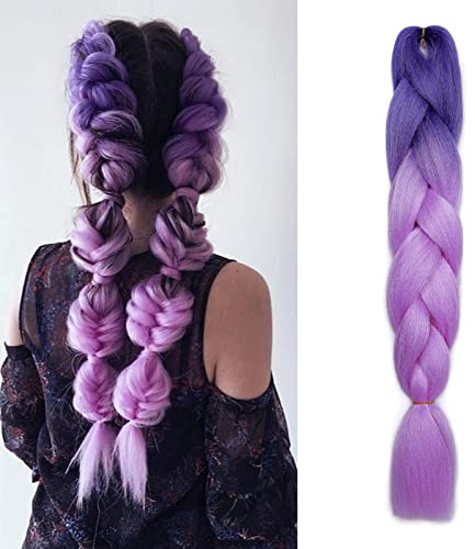 Rich Choices Meches Pour Tresses Africaine Rajout Cheveux Tresses Extension Cheveux Braiding Hair Extension Ponytail Braids Meches, Violet foncé à violet clair