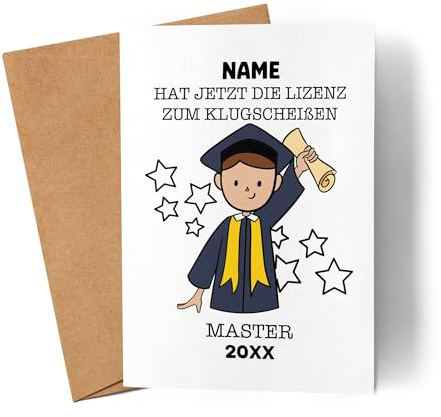 Kiddle-Design Abitur Karte Personalisiert Glückwunschkarte zum Abitur Abi Geschenk Schulabschluss Junge