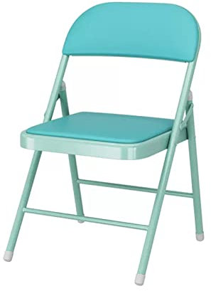 QWEERT Kreativer Einfacher Klappstuhl, Einfache Lagerung PU Leder Klapphocker, Metallrahmen Esszimmerstühle, Bürostuhl, Computer Schreibtischstuhl,Blau