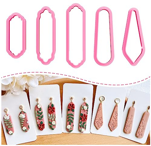 Keoker Clay Cutters, Polymer Clay Cutters, Long Dangle Shape Polymer Clay Cutter Set (5PCS A)