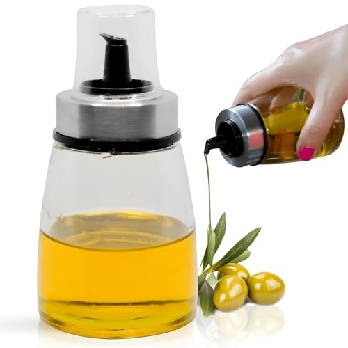 Raxint Glas-Ölbehälter 200 ml, nachfüllbarer Ölspender, leicht zu reinigende Glas-Ölflasche
