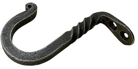 Living Ideas Hand Forged Under Mount Classic Style Ceiling Hook - Wrought Iron Handmade Twisted for Planters, Lanterns, Hanging Bird Feeders, Wind Chimes - Decorative Hooks