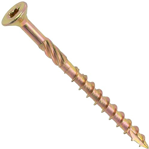 AERZETIX - Lot de 50 Vis à Bois Ø6x80 mm à Tête Fraisée - à Empreinte Étoile T30 - en Acier Zingué - Menuiserie Contreplaqué Aggloméré Mélaminé Terrasse Panneaux Chevrons Bastaings