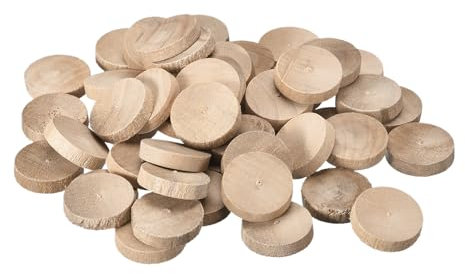 sourcing map 50 Stück Flachkopf-Holzstopfen, 2,5 cm Holzknopf-Schraubstopfen, Holzstopfen, Schraubenlochabdeckungen für Möbel, Tische, Stühle