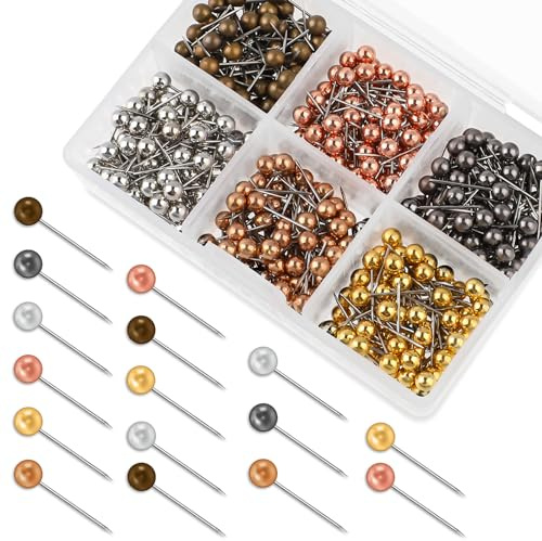 480 Stück Karte Nagel Pinnadeln 14mm Bunt Rundkopf Stecknadeln Edelstahlspitze Weltkarte Pushpins für Korkbrett, Stoffmarkierung, Foto Wand (6 Farben)