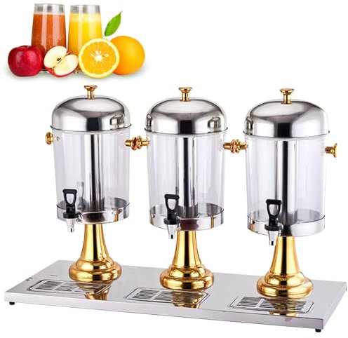 ELIKBH 8L / 16L / 24L Fuente de Cóctel Dispensador de Agua Depósito de Gran Capacidad Dispensador de Bebidas con Grifo para Buffet y Preparar Tés y Jugos(Color:Gold,Size:24L)
